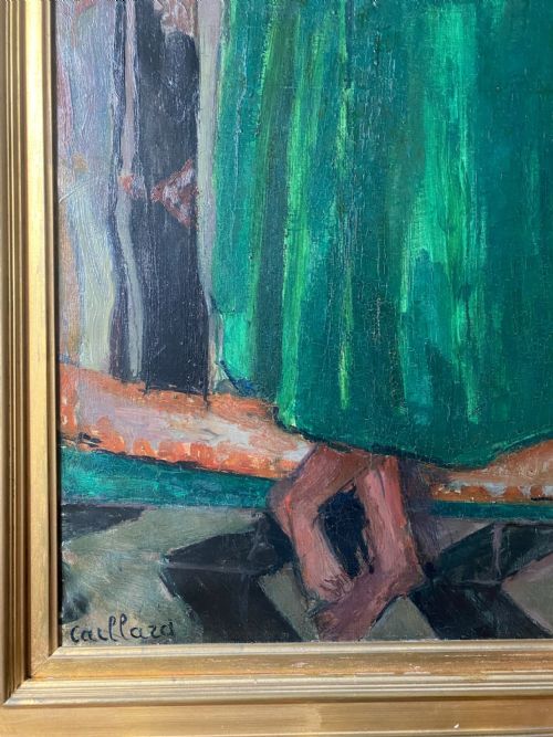 MASTERPIECE DRESSING UP CHILD GOOFING AROUND IN FANCY DRESS CHRISTIAN CAILLARD POETIC REALITY CA 1960 LARGE OIL ON CANVAS - ADDITIONAL PHOTO 4