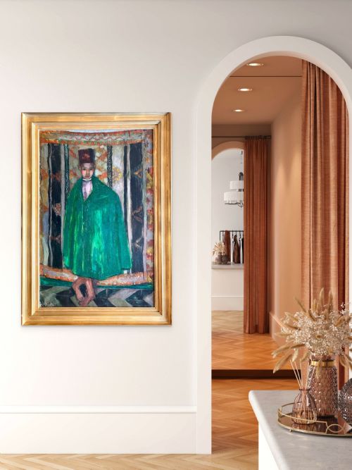 MASTERPIECE DRESSING UP CHILD GOOFING AROUND IN FANCY DRESS CHRISTIAN CAILLARD POETIC REALITY CA 1960 LARGE OIL ON CANVAS - ADDITIONAL PHOTO 7