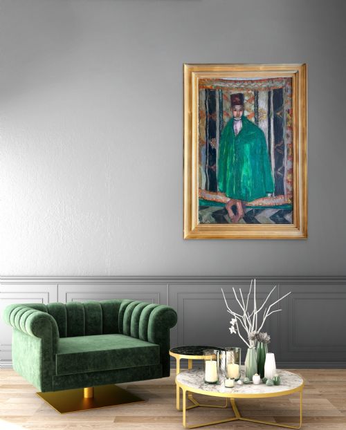 MASTERPIECE DRESSING UP CHILD GOOFING AROUND IN FANCY DRESS CHRISTIAN CAILLARD POETIC REALITY CA 1960 LARGE OIL ON CANVAS - ADDITIONAL PHOTO 8