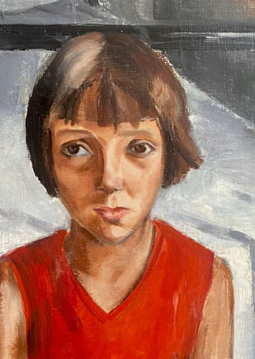fig 2. Moving forward. The red dress, ca 1938: French modernist woman artist oil on canvas