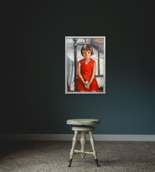 fig 4. Moving forward. The red dress, ca 1938: French modernist woman artist oil on canvas