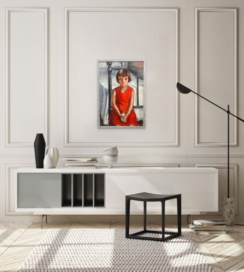 fig 5. Moving forward. The red dress, ca 1938: French modernist woman artist oil on canvas