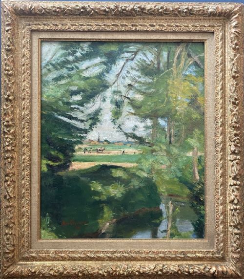 fig 1. Fauve summer harvest scene,1928 exhibited bold French landscape with figures oil on canvas