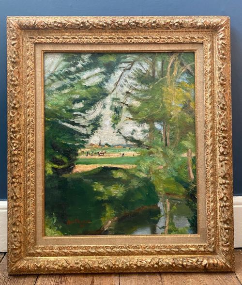 fig 4. Fauve summer harvest scene,1928 exhibited bold French landscape with figures oil on canvas