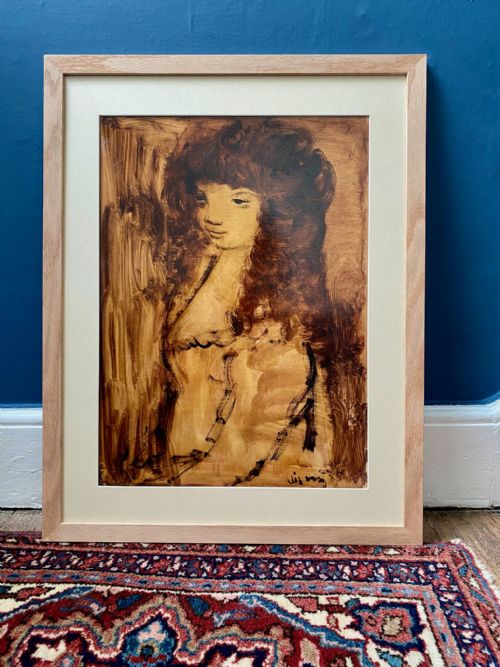fig 2. Baroque woman ca 1950 female figure in earthen monochrome, Austrian magical surrealist expressionist oil on paper