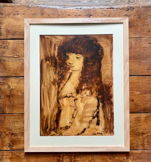 fig 3. Baroque woman ca 1950 female figure in earthen monochrome, Austrian magical surrealist expressionist oil on paper