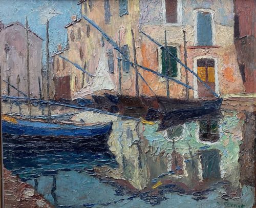 Boats and Sails in the South of France, Ca 1920 Provence, St Tropez or Martigues, the Cote D'azur Oil on Panel