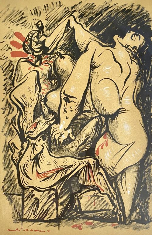 fig 3. André Masson: surrealist erotic nude original hand signed lithograph on paper
