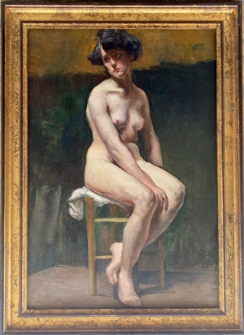 fig 1. The Live Model, ca 1892 Belle Epoque nude with Attitude, Paris by Woman Artist oil on canvas