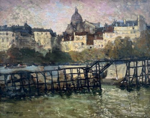 fig 1. Masterpiece: A Scotsman in Paris, 1902 Evening Clouds over the Seine Impressionist Scottish oil on canvas