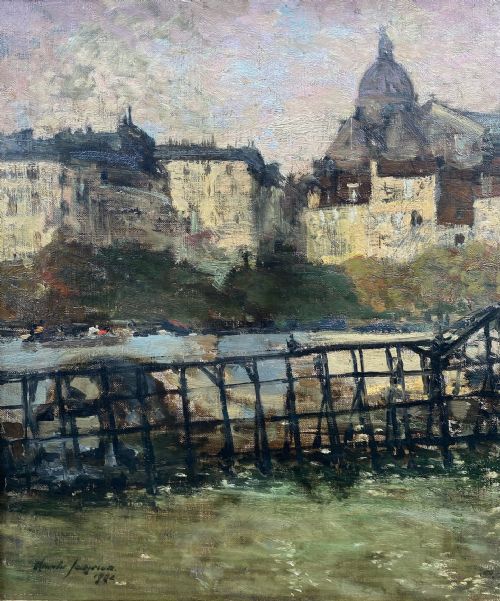 fig 3. Masterpiece: A Scotsman in Paris, 1902 Evening Clouds over the Seine Impressionist Scottish oil on canvas