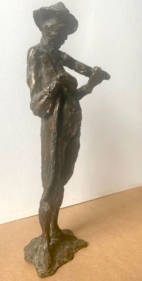 THE FIDDLER CA 1950 EXPRESSIVE ORIGINAL BRONZE SCULPTURE ELONGATED GIACOMETTI STYLE - ADDITIONAL PHOTO 3