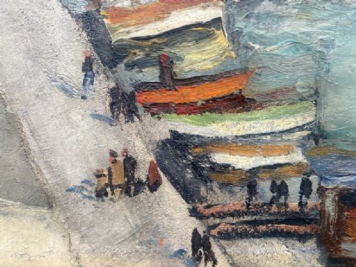 fig 2. Masterpiece: Fauve animated harbour scene, ca 1910, the South of France, Georges Dusfrenoy French oil on canvas