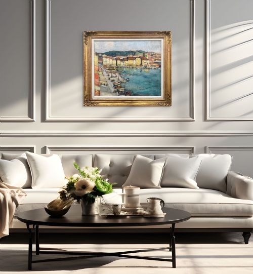 fig 5. Masterpiece: Fauve animated harbour scene, ca 1910, the South of France, Georges Dusfrenoy French oil on canvas