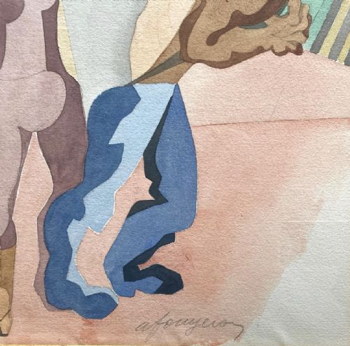 fig 2. Masterpiece: Cubist Pop Art Precursor Tate Gallery Artist Fougeron Coalfield Workers, 1940s watercolour on paper