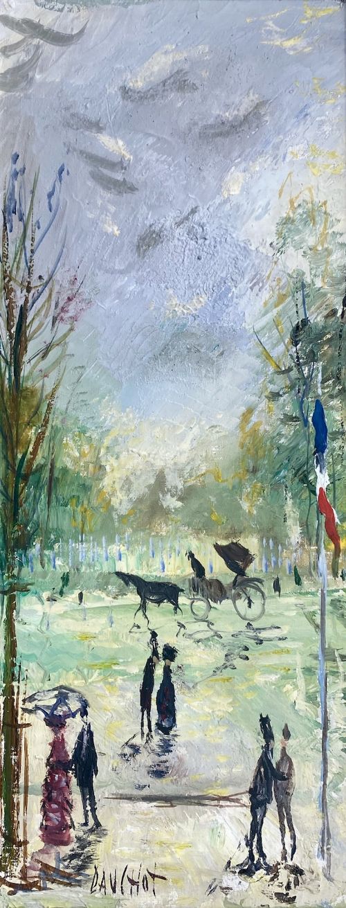 A haunted Coachman in Park by French Expressionist...Greta Garbo Owned A Works By The Artist! Oil On Canvas