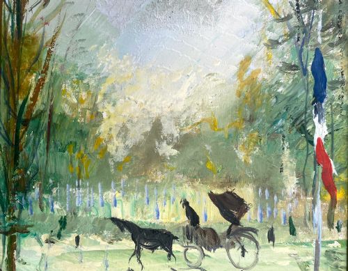 fig 2. A haunted Coachman in Park by French Expressionist...Greta Garbo Owned A Works By The Artist! Oil On Canvas
