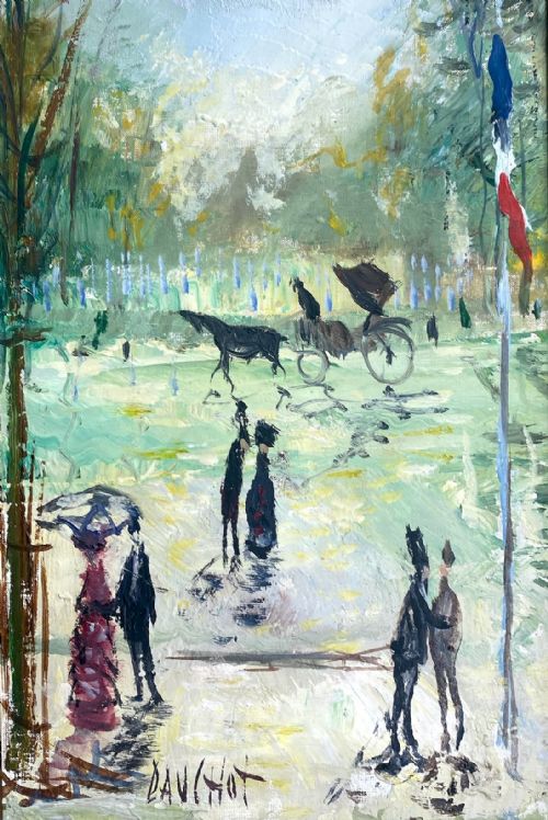 fig 3. A haunted Coachman in Park by French Expressionist...Greta Garbo Owned A Works By The Artist! Oil On Canvas