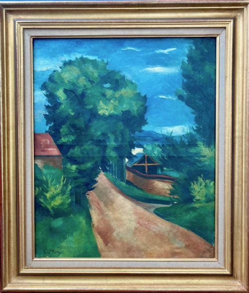 fig 2. Fauve Country Lane, ca 1919 French avant garde landscape colorist painting Rene Durey oil on canvas