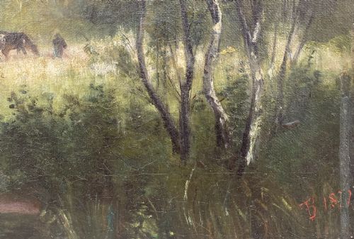 fig 2. Pastoral Scene at Auvers sur Oise, ca 1880 by Dutch friend of van Gogh's working in France Barbizon oil on canvas