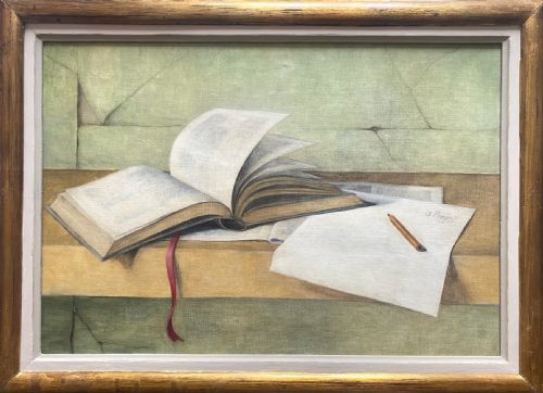 fig 1. Masterpiece: the blank page: a writer's still life, ca 1947 Russian avant garde woman artist in New York oil on canvas
