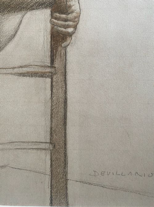 fig 1. The artist's model, ca 1898, seated nude, charcoal and red chalk master drawing