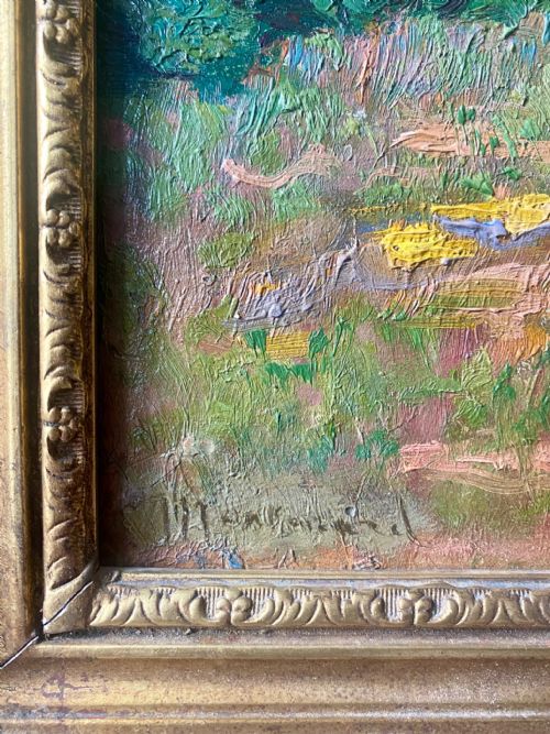 fig 2. Early autumn in Provence, ca 1890, luminous impressionist landscape, French plein air oil on board