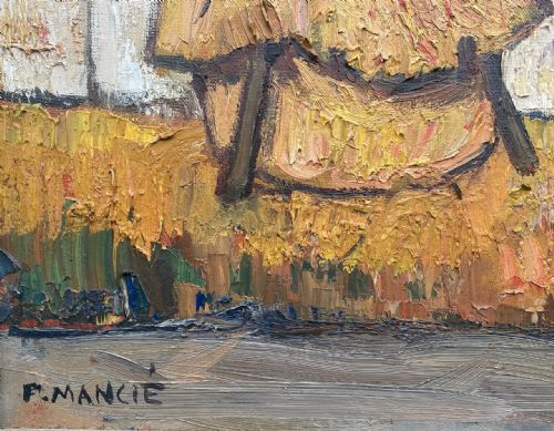 fig 3. The Haystack, ca 1950: French Impasto Landscape Painting with Stamped Émile Bouche Montparnasse Frame oil on canvas