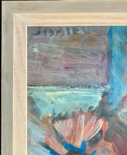 fig 2. Cubist Flowers, ca 1950, Abstracted Floral Fauve Still Life by Franco Russian Ukrainian Nicolas Issaiev oil on board