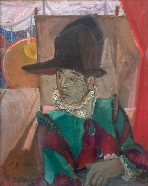 fig 5. The Harlequin, 1918: poignant avant grande oil on board