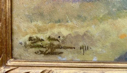 SUMMER IN NORMANDY CLIFFS 1911 THE ALABASTER COAST FRENCH OIL ON BOARD - ADDITIONAL PHOTO 2