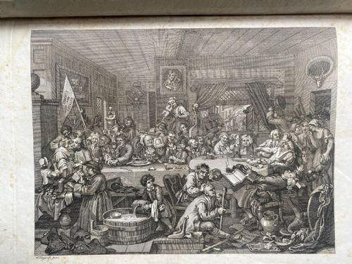 fig 2. Hogarth’s ‘Election Series’ & Famous Radical Portraits, political satire: rare suite of 6 Riepenhausen c.1794 copperplate engravings