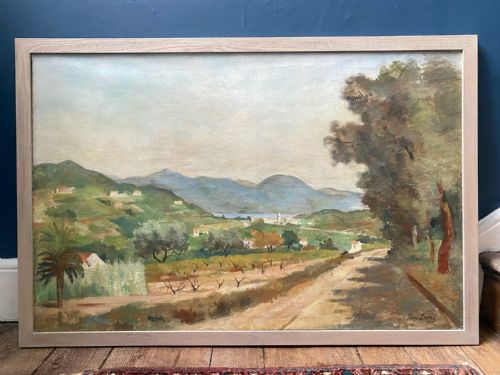 fig 1. The road to Saint Tropez, ca 1920, large Fauve mediterranean cote d'azur landscape oil on canvas