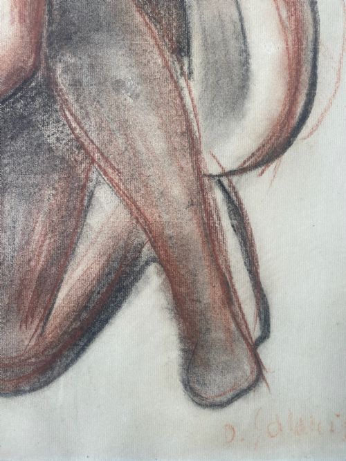 THE PETANQUE PLAYER CA 1920 AVANT GARDE CUBIST DEUX CRAYON MASTER DRAWING BY DEMETRIOS GALANIS PRESTIGIOUS PROVENANCE DRAWING ON PAPER - ADDITIONAL PHOTO 1