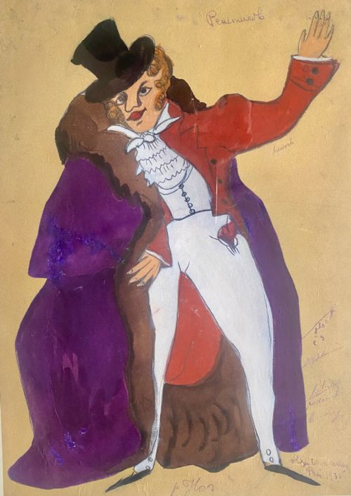 LOUDMOUTH PICABIA CHAMPIONED AVANT GARDE WOMAN ARTIST OLGA CHOUMANSKY SURREALIST GOUACHE PAINTING