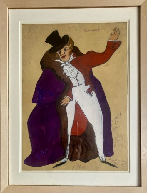 LOUDMOUTH PICABIA CHAMPIONED AVANT GARDE WOMAN ARTIST OLGA CHOUMANSKY SURREALIST GOUACHE PAINTING - ADDITIONAL PHOTO 2