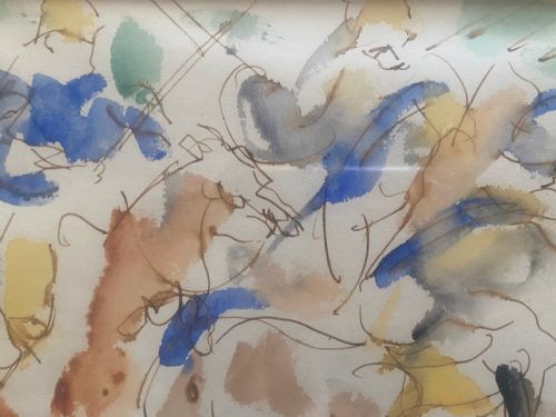 THE POLO MATCH CA 1935 EQUESTRIAN GEN PAUL STYLE EXPRESSIONIST WATERCOLOUR AND INK ON PAPER - ADDITIONAL PHOTO 2