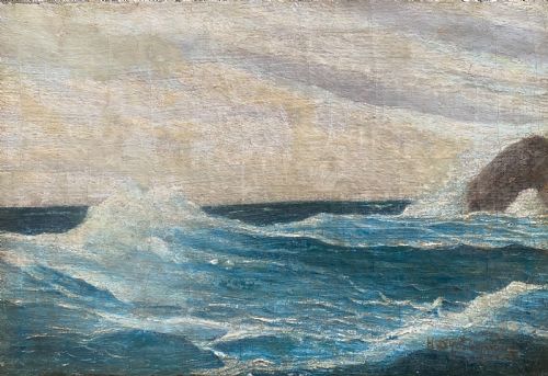 THE WAVE CA 1900 RUSSIAN MODERNIST SEASCAPE DUBOVSKY OIL ON CANVAS
