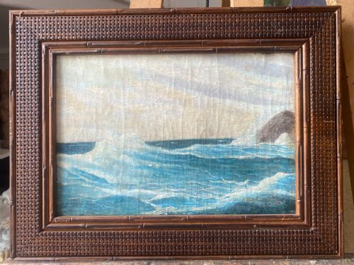 THE WAVE CA 1900 RUSSIAN MODERNIST SEASCAPE DUBOVSKY OIL ON CANVAS - ADDITIONAL PHOTO 2