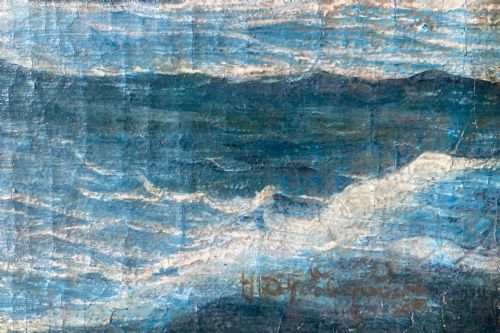 THE WAVE CA 1900 RUSSIAN MODERNIST SEASCAPE DUBOVSKY OIL ON CANVAS - ADDITIONAL PHOTO 5
