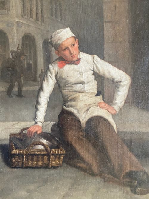 MARMITON APPRENTICE COOK RESTING PARIS C1850 SALONEXHIBITING WOMAN ARTIST OIL ON CANVAS - ADDITIONAL PHOTO 2