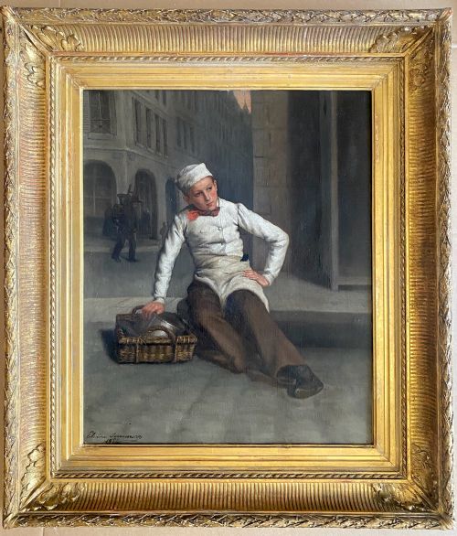 MARMITON APPRENTICE COOK RESTING PARIS C1850 SALONEXHIBITING WOMAN ARTIST OIL ON CANVAS - ADDITIONAL PHOTO 4