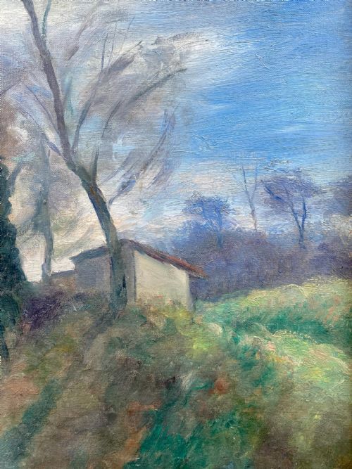 EARLY SPRING IN MONET COUNTRY THE ROAD TO POURVILLE NORMANDY 1928 RENE LEVREL LARGE OIL ON CANVAS - ADDITIONAL PHOTO 7