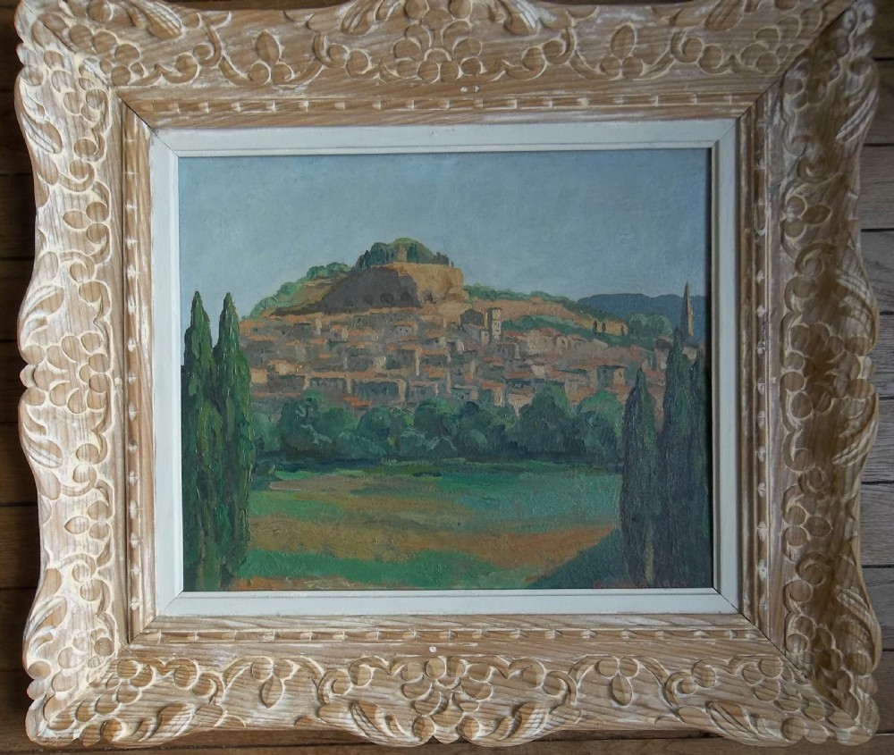 French Luberon hillside village painting by art historically important Pierre Girieud (1876-1948) View V