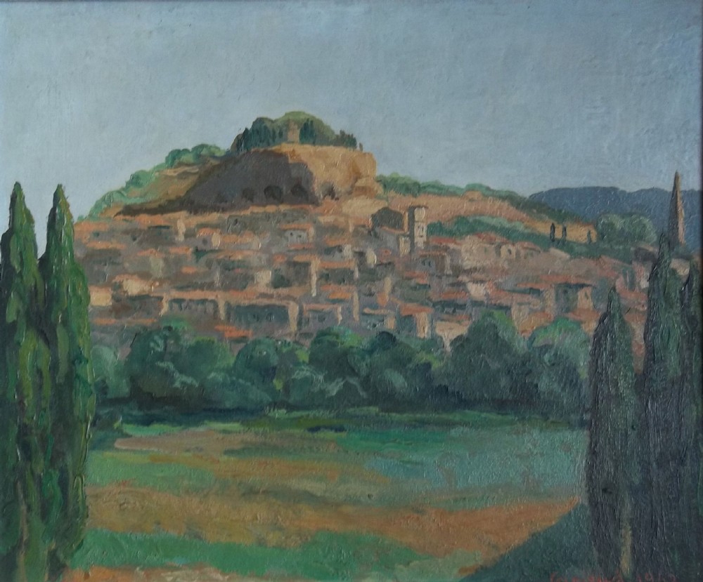 French Luberon hillside village painting by art historically important Pierre Girieud (1876-1948) View II