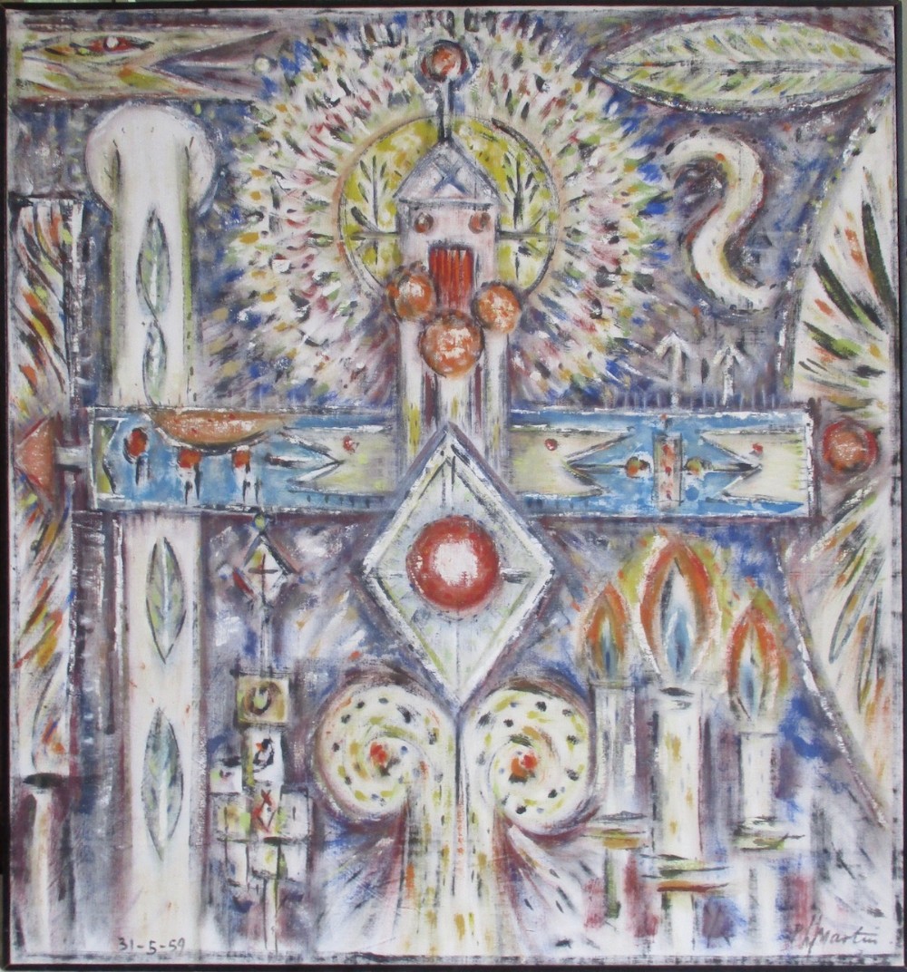 Masterpiece Philipp Martin (1927-2014)  British Irish modernist important oil on canvas dated 1959 superb provenance