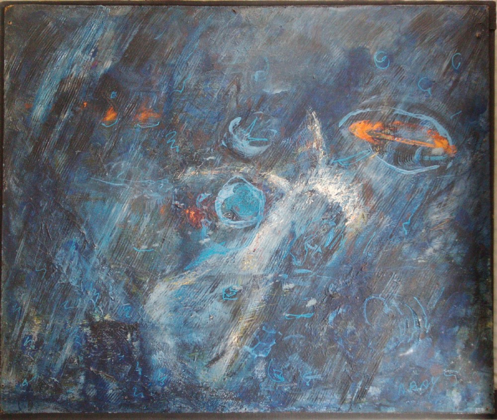 French Abstract Expressionist:  Endless Space ... Winterly Place.  Oil on  board by André Bay  View II