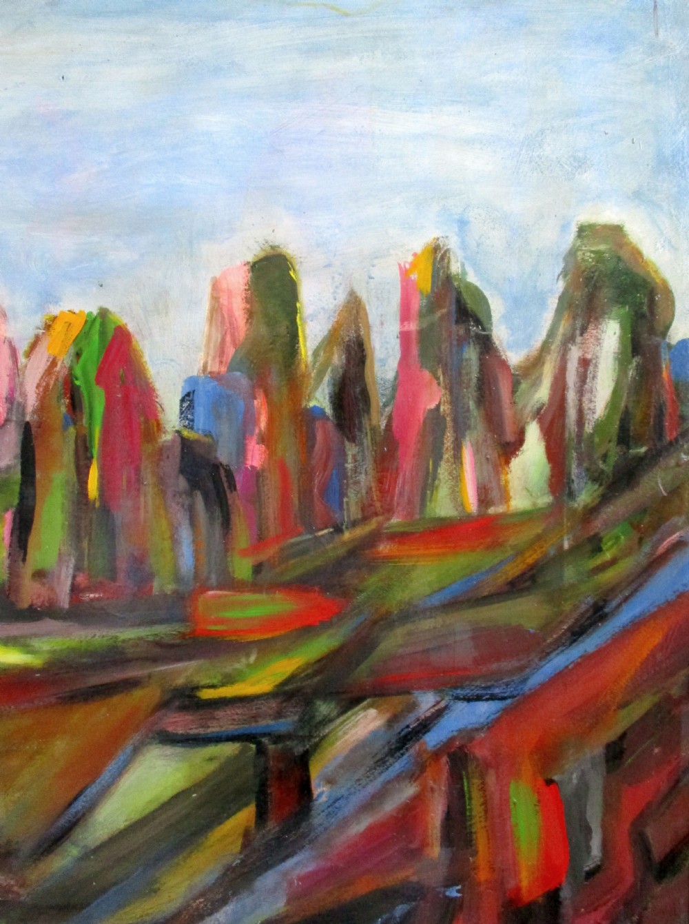 Masterpiece: Consuelo de Saint Exupery -wife of Antoine - abstracted mountains, Mexico, 1958 important oil on board View VII