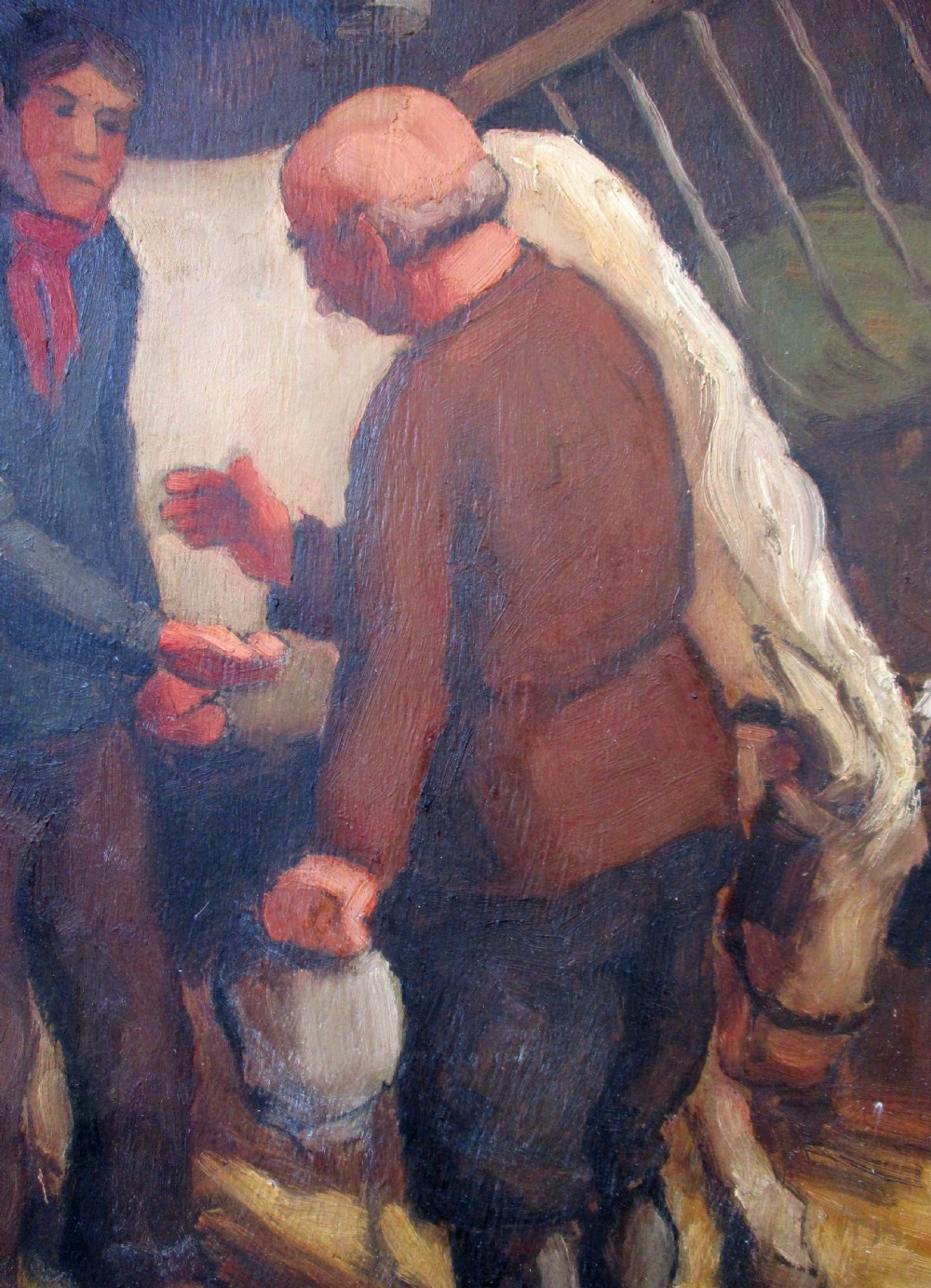 The new horse -A done deal! - French country life by Lucien Leclercq (1895-1955) antique oil on panel View III