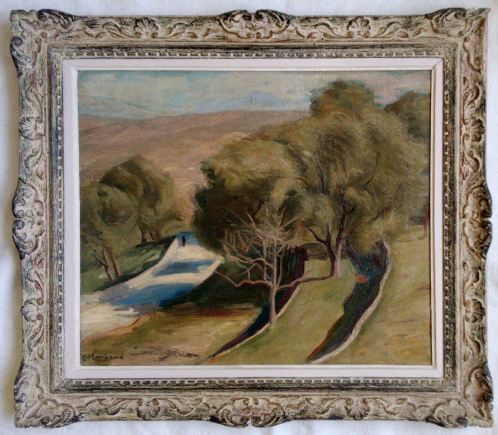 Bloomsbury group c 1930  Figure in a cubist landscape, Brittany,  Jean Hippolyte Marchand (1883–1941)
